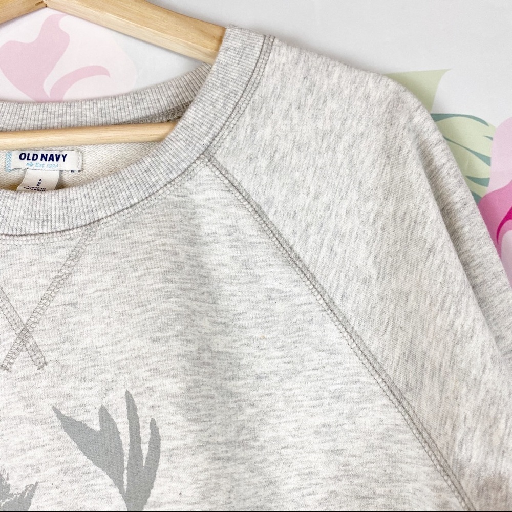 Old Navy Gray Floral Crewneck Jersey Knit Sweatshirt L - Picture 4 of 9